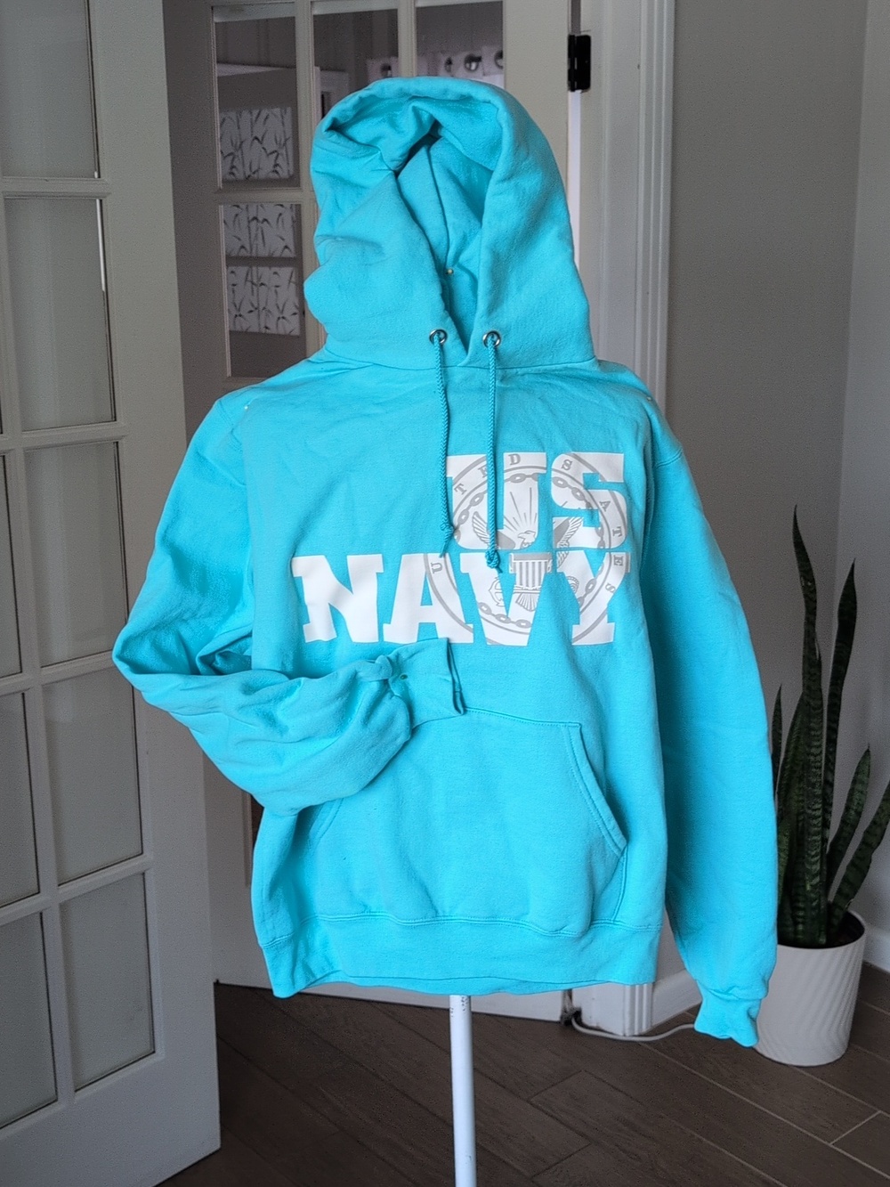 Champion US Navy Aqua Hoodie Sweatshirt Men's small - Picture 11 of 11